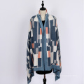 New arrival winter fake cashmere scarf color block with little tassels pashmina poncho